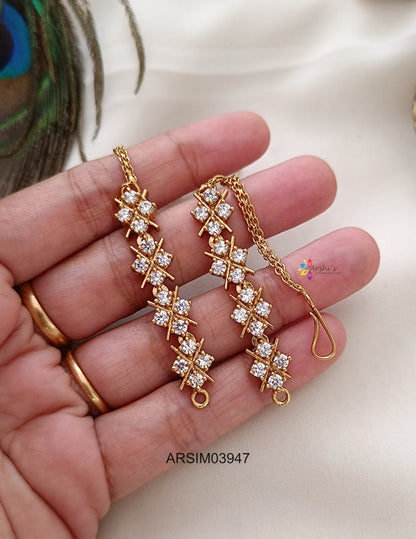AD White Stone Earchains