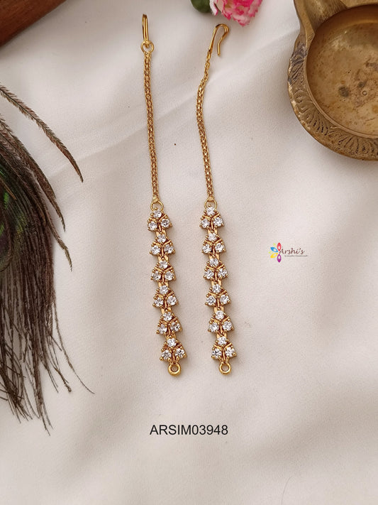 AD White Stone Earchains