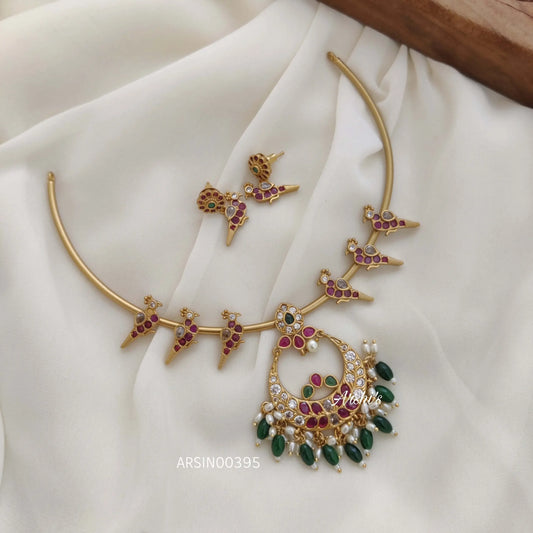 Chandbali Pendant Hasli Tube Necklace