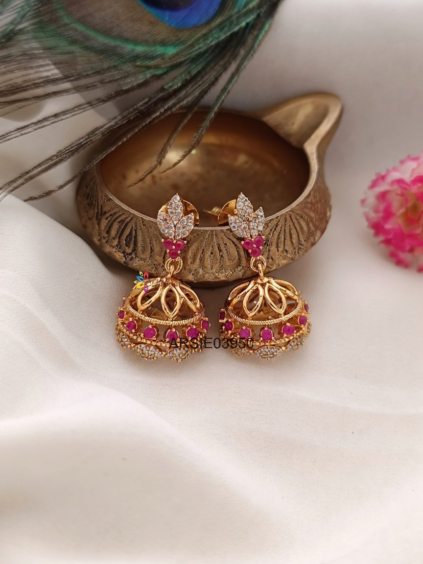 White and Red Stone Jhumka