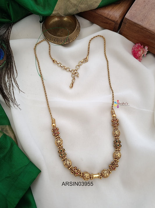 Antique Gold Bead Stone Necklace