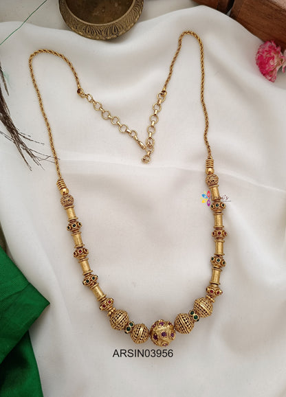 Gold Bead Stone Necklace