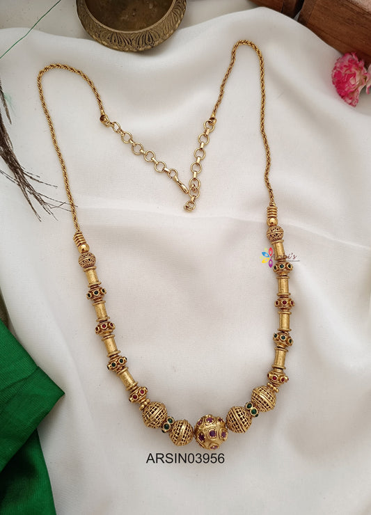 Gold Bead Stone Necklace