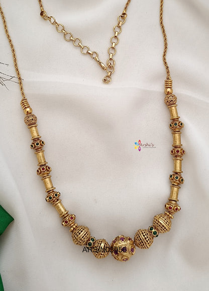 Gold Bead Stone Necklace