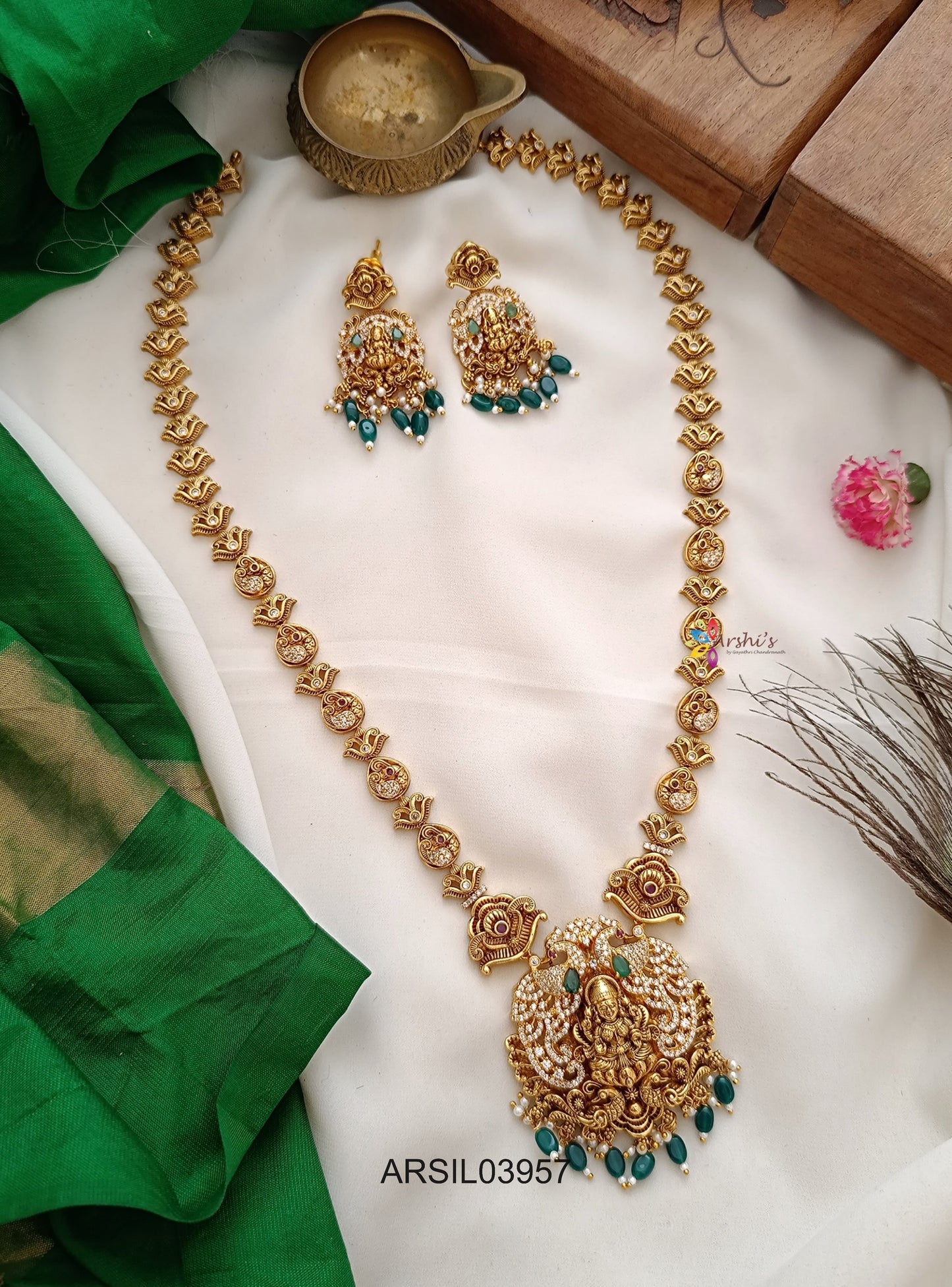 Lakshmi Pendant Peacock Long Haram