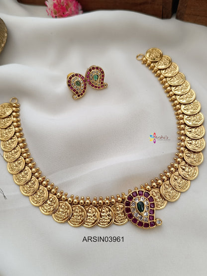 Lakshmi Coin Mango Pendnt Necklace
