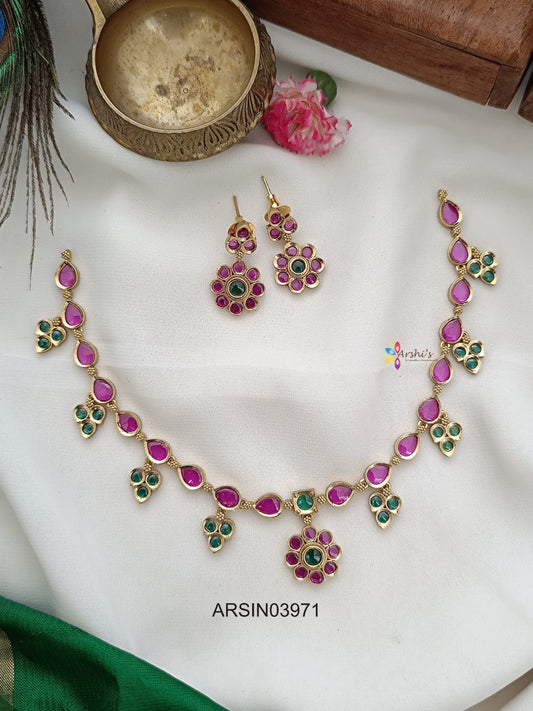 Ruby and Green Stone Necklace
