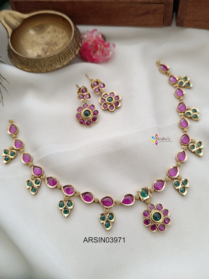 Ruby and Green Stone Necklace