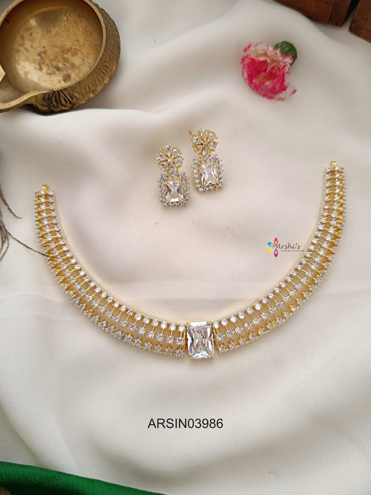 CZ Stone White Pendant Necklace