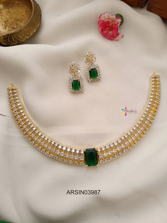 CZ Stone Emerald Pendant Necklace