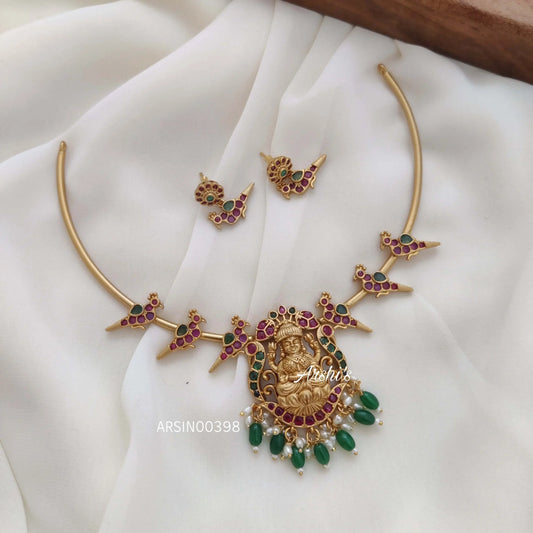 Lakshmi Peacock Design Hasli Tube Necklace