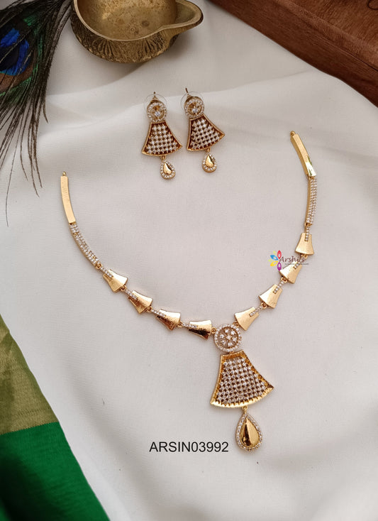 Fancy White Stone Pendant Necklace