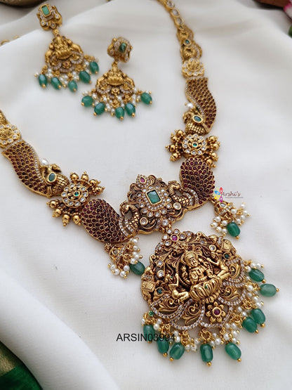Antique Lakshmi with Peacock Ruby Stone Necklace