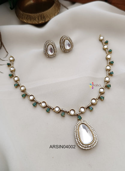 Kundan Polki Emerald Necklace