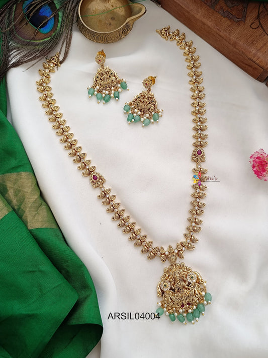 Matte Mango Lakshmi Pendant Long Haram
