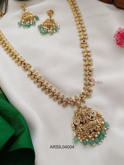 Matte Mango Lakshmi Pendant Long Haram