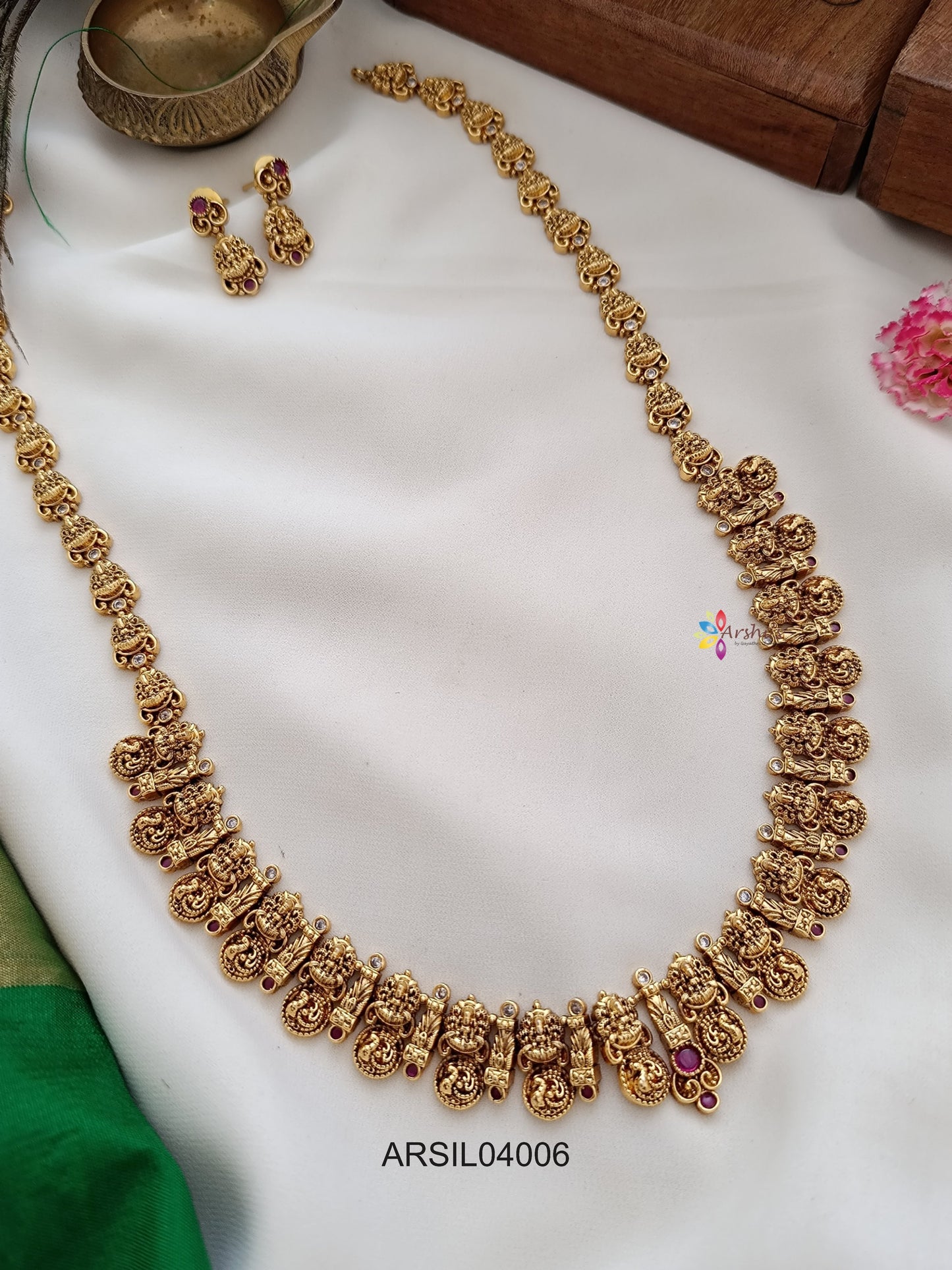 Lakshmi with Peacock Coin Long Haram