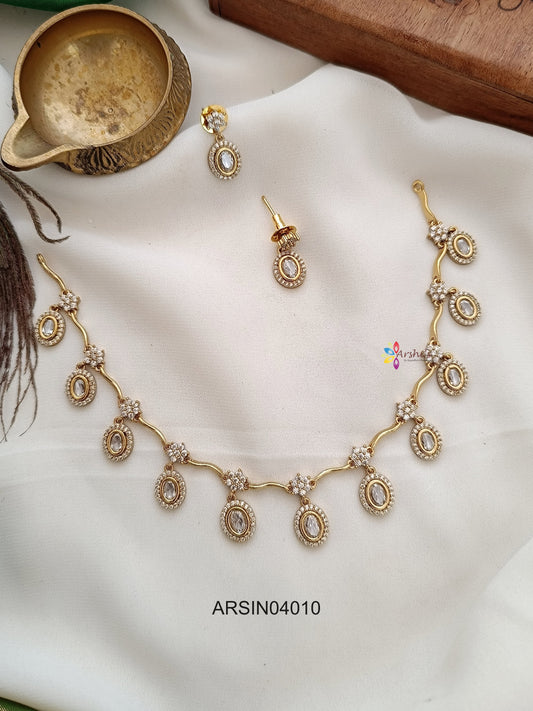 White Drop Stone Necklace