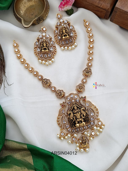 Lakshmi Pendant White Stone Necklace