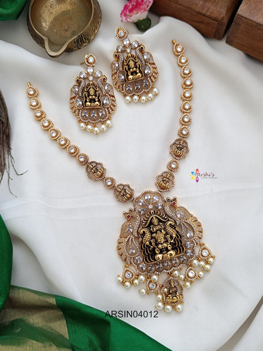 Lakshmi Pendant White Stone Necklace