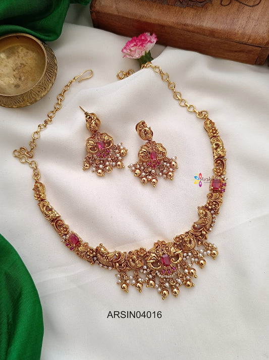 Antique Elephand and Peacock Necklace