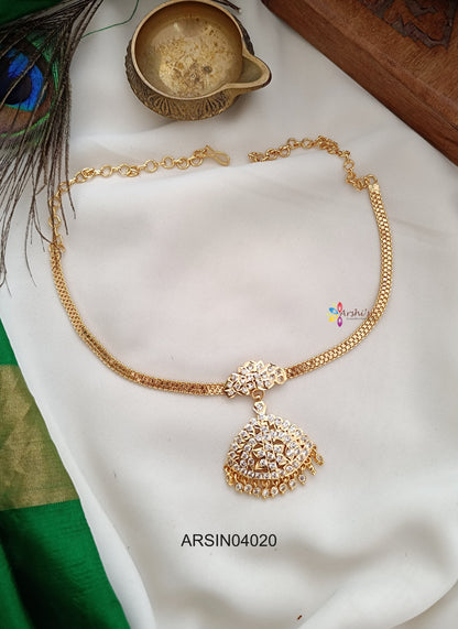 AD Stone Pendant Attigai Necklace