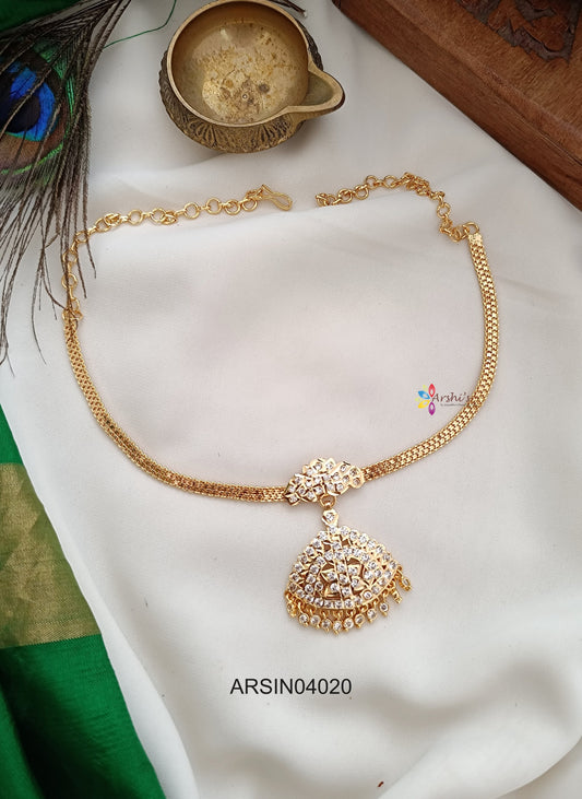 AD Stone Pendant Attigai Necklace
