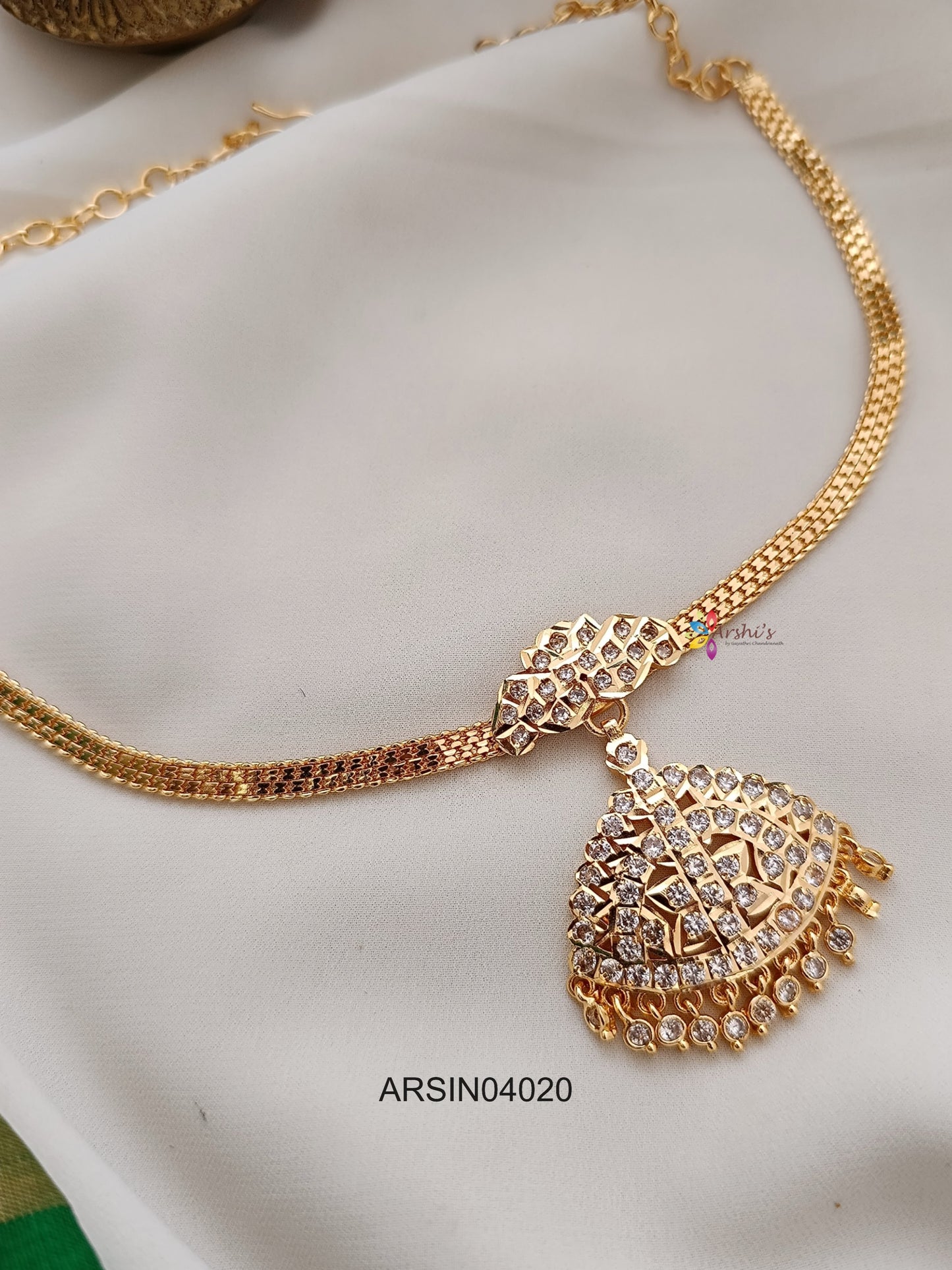 AD Stone Pendant Attigai Necklace