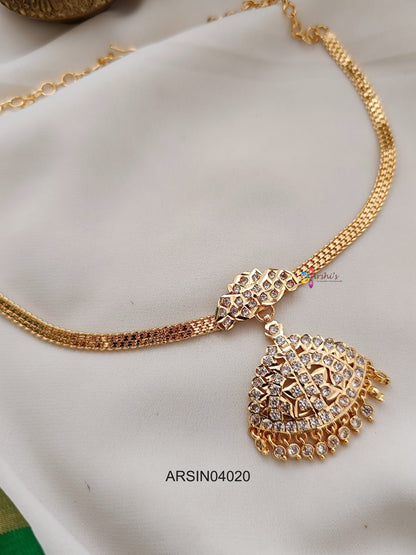 AD Stone Pendant Attigai Necklace