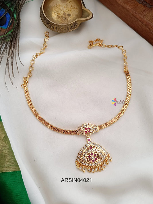 AD Stone Pendant Attigai Necklace