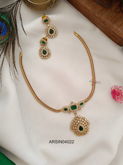White and Emerald Stone Necklace
