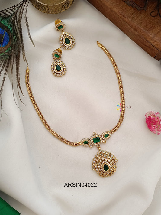 White and Emerald Stone Necklace