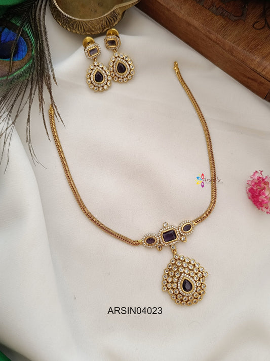 White and Purple Stone Necklace