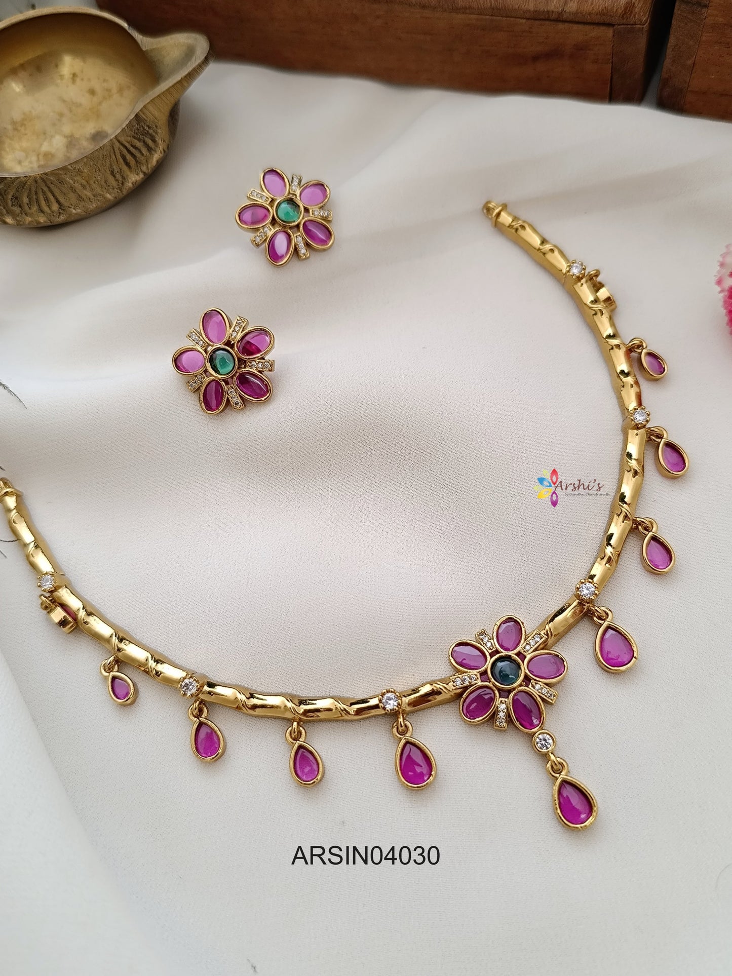 Ruby Drops Kante Necklace
