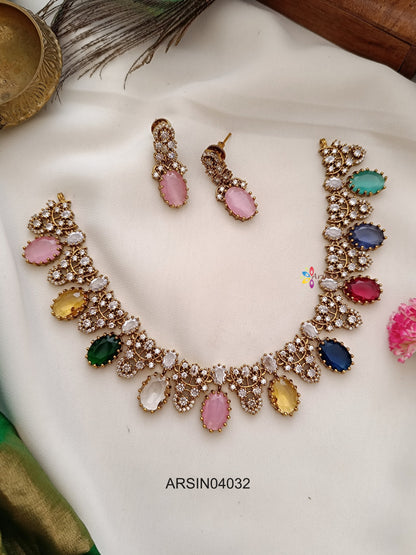 Oval Navarathna Stone Necklace