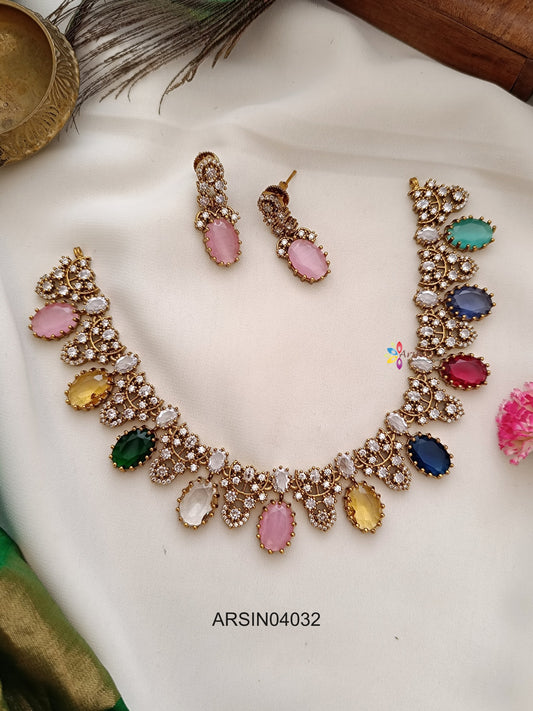 Oval Navarathna Stone Necklace