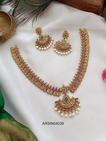 Lakshmi Coin Kemp Stone Necklace