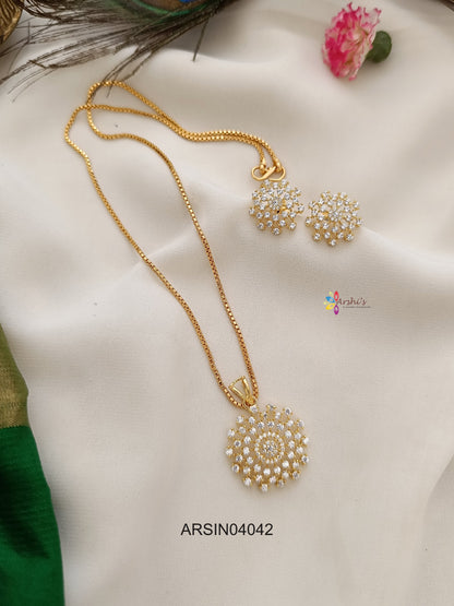 Round Diamond Look Like Pendant Necklace