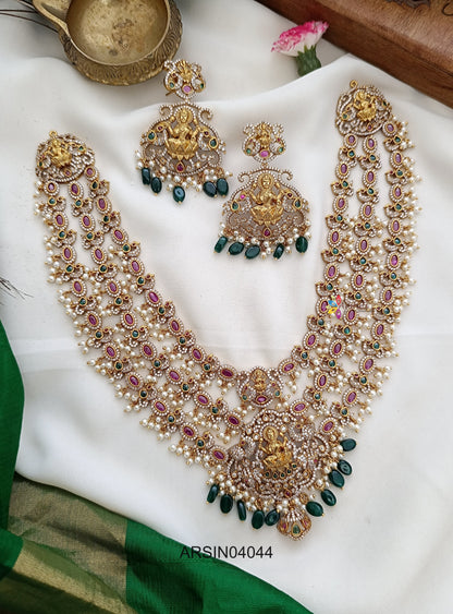 Lakshmi Ruby Stone Green Bead Necklace