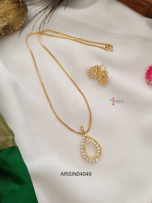 Tear Drop Diamond Look Like Pendant Necklace