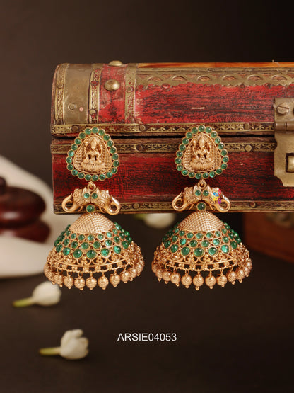 Lakshmi Green Stone Jhumka