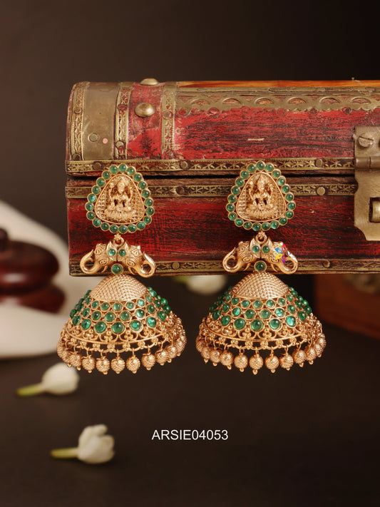Lakshmi Green Stone Jhumka