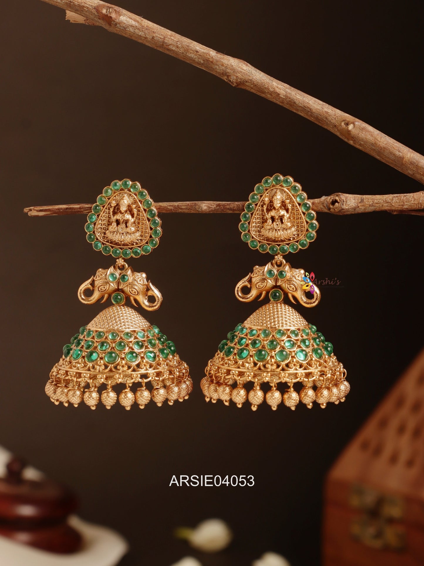 Lakshmi Green Stone Jhumka