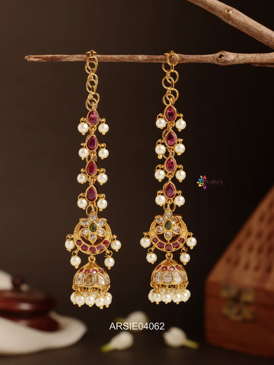 Half Moon Jhumka with Earchains