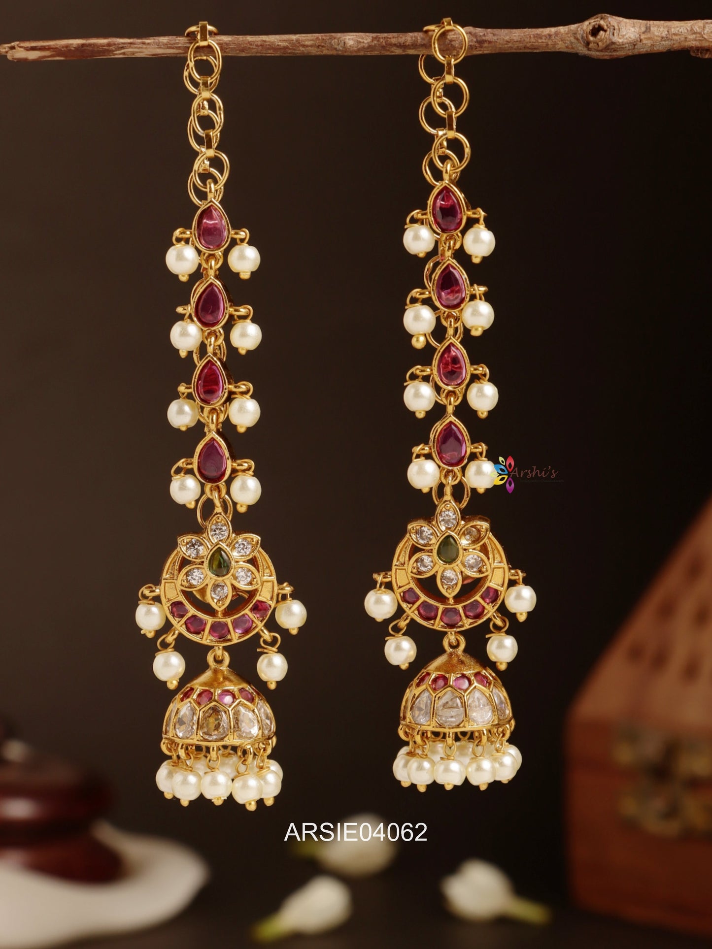Half Moon Jhumka with Earchains