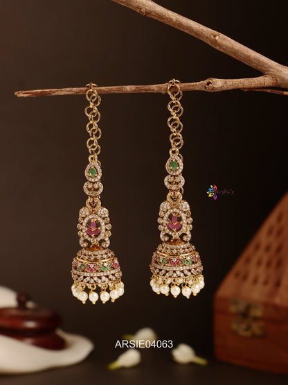 Stone Jhumka with Earchains