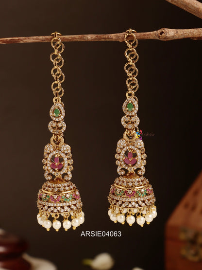 Stone Jhumka with Earchains