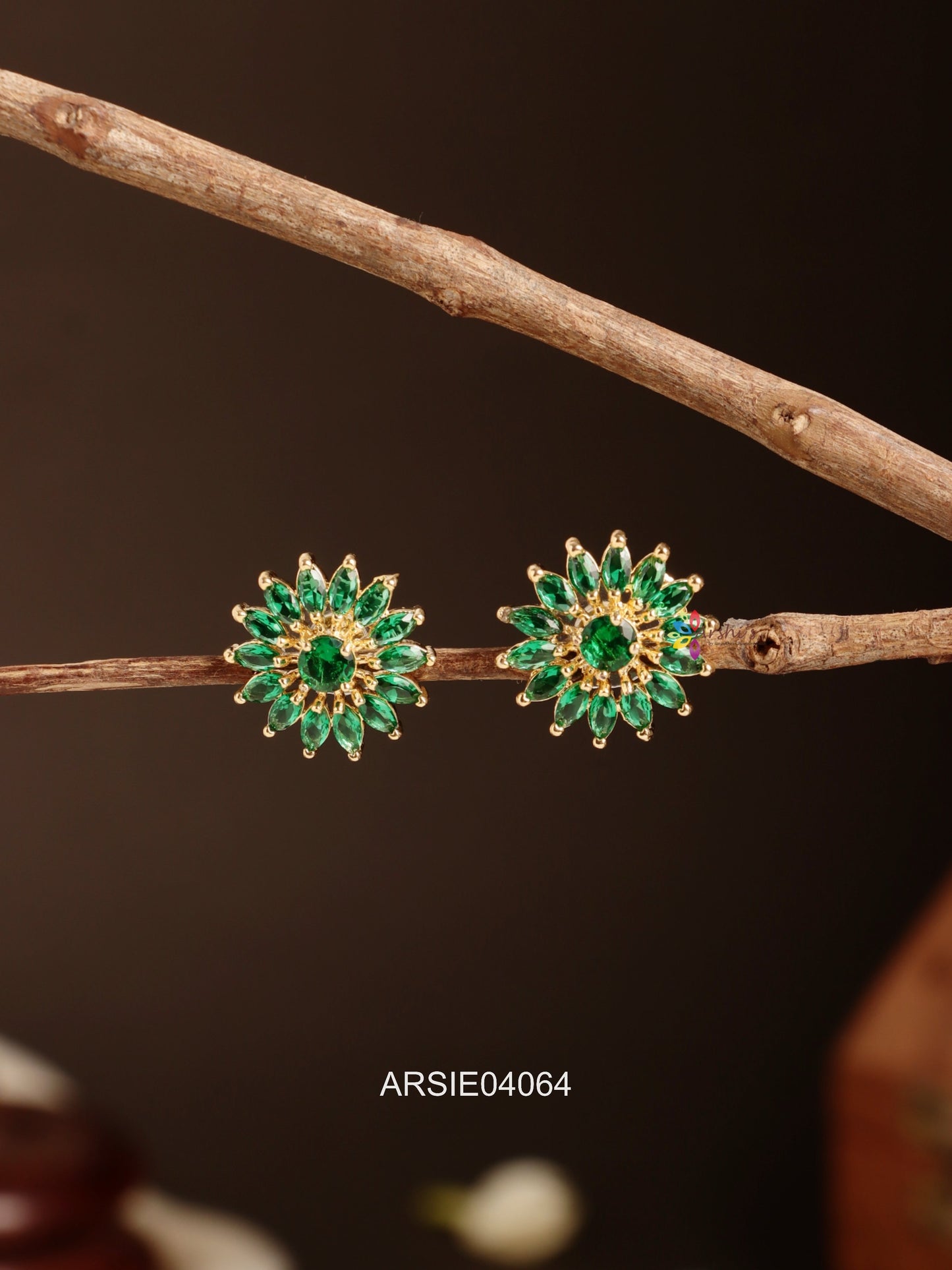 Green Stone Ear Studs