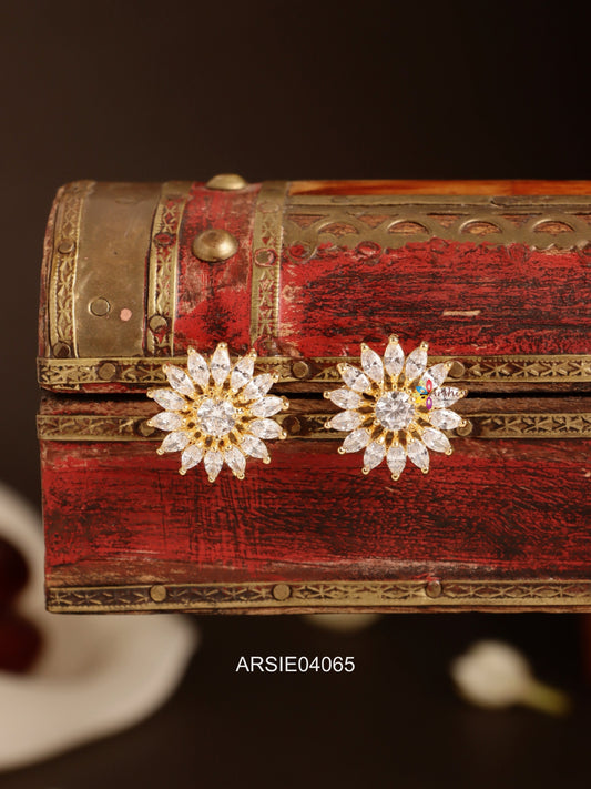 White Stone Ear Studs