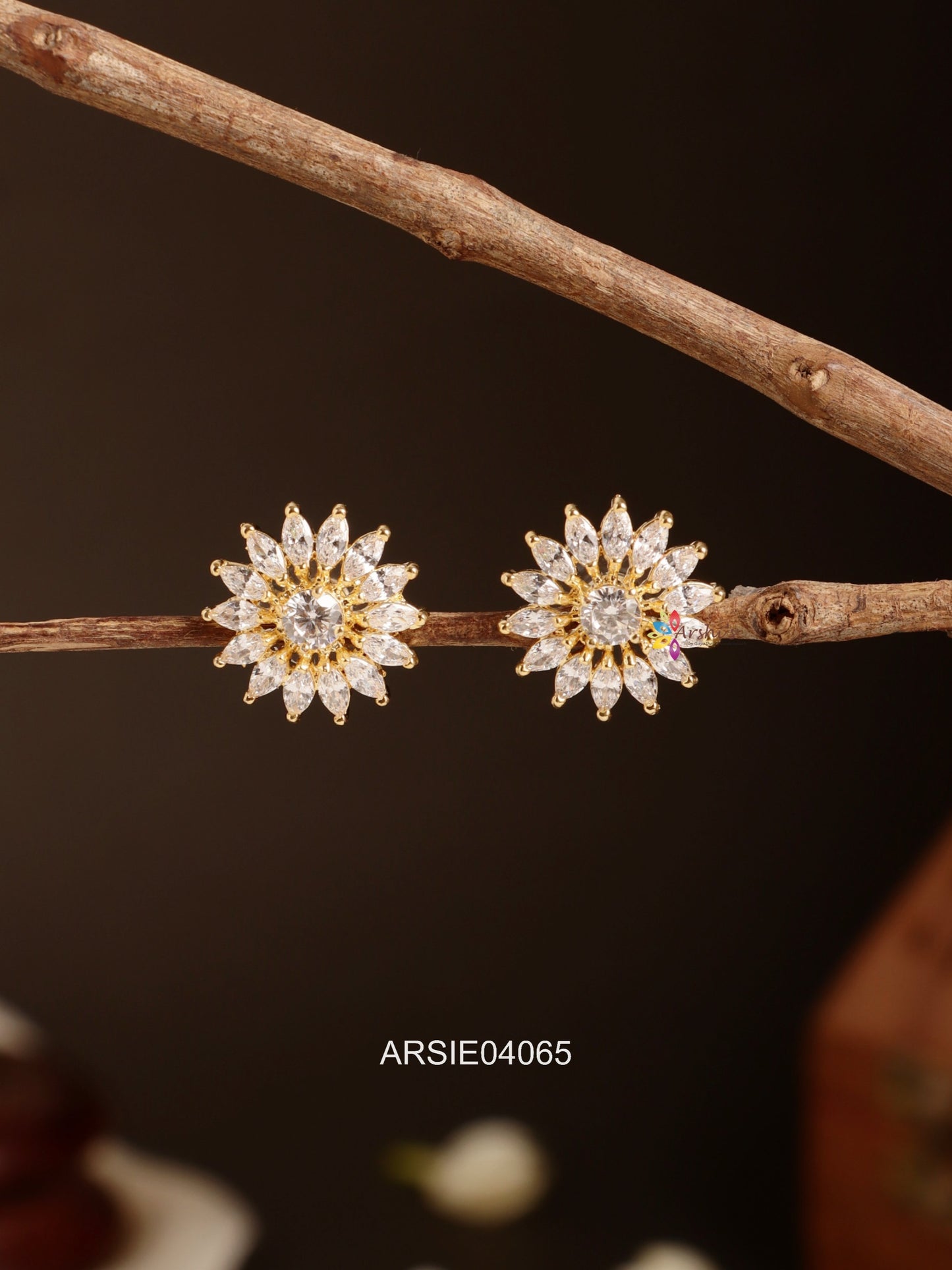 White Stone Ear Studs